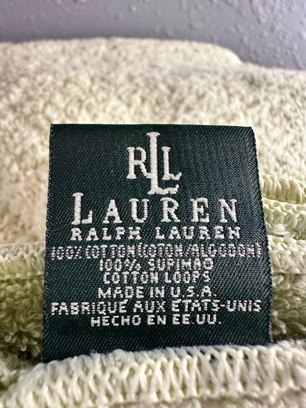 Lauren Ralph Lauren 100% cotton bath towels 5 pc set sprout green NWOT